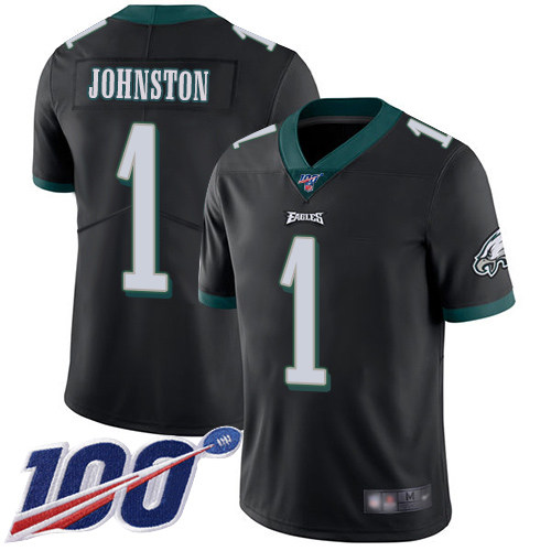 Men Philadelphia Eagles #1 Cameron Johnston Black Alternate Vapor Untouchable NFL Jersey Limited Player 100th->philadelphia eagles->NFL Jersey